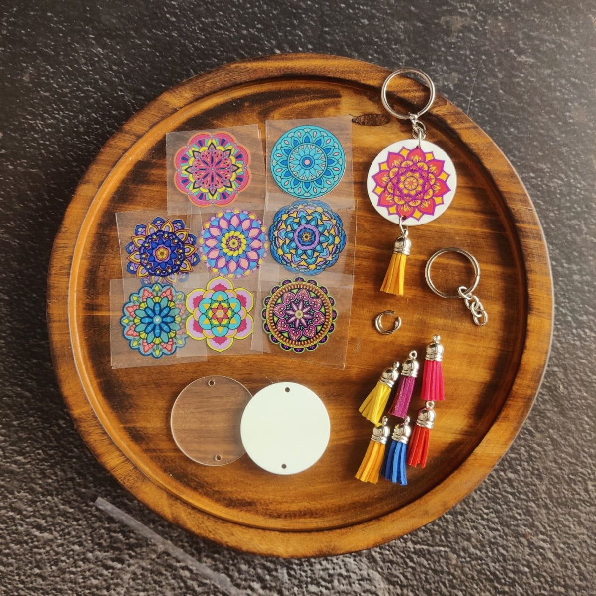 Keychain DIY Kit - Acrylic Base (Rangoli Mandala)