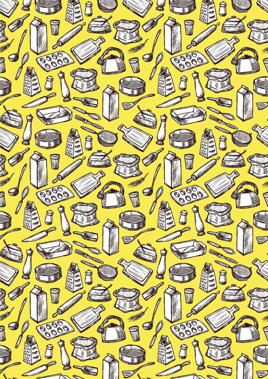 Kitchen Set - yellow ( Decoupage papers )