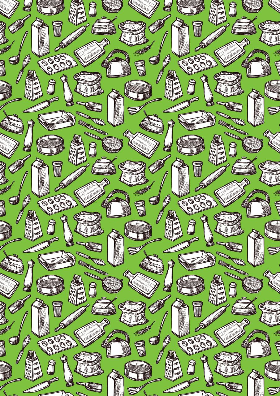 Kitchen set - green ( Decoupage papers )