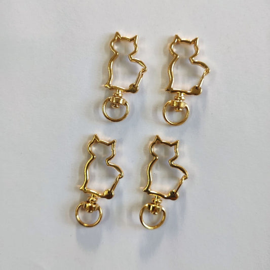 Kitty Cat - Swivel Clasp Keyring (Gold)