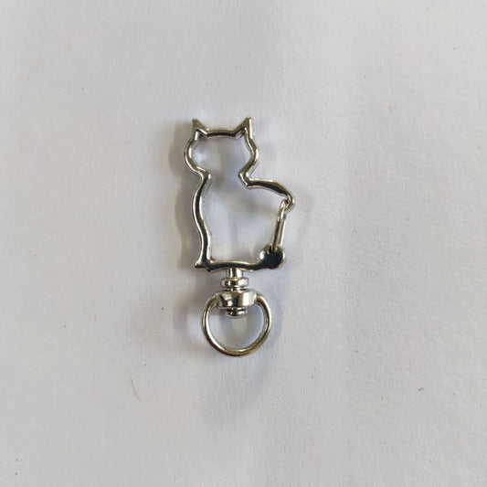 Kitty Cat - Swivel Clasp Keyring (Silver)