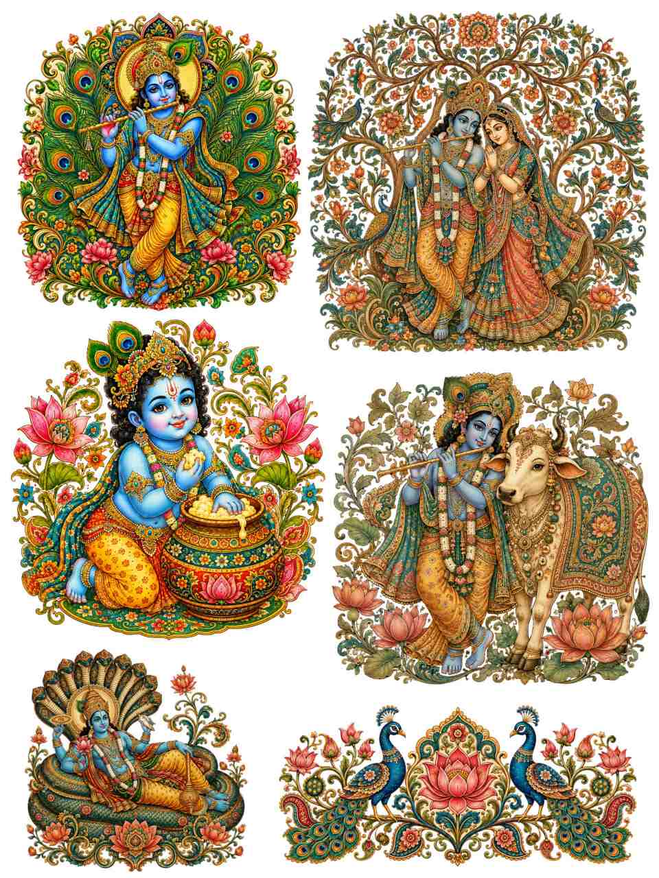 Krishna Kalamkari Art - Instant Transfer Sheet