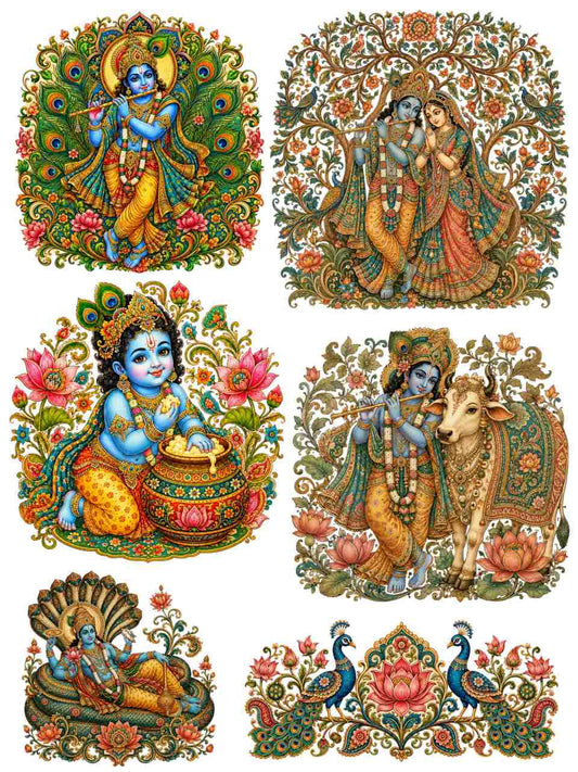 Krishna Kalamkari Art - Instant Transfer Sheet