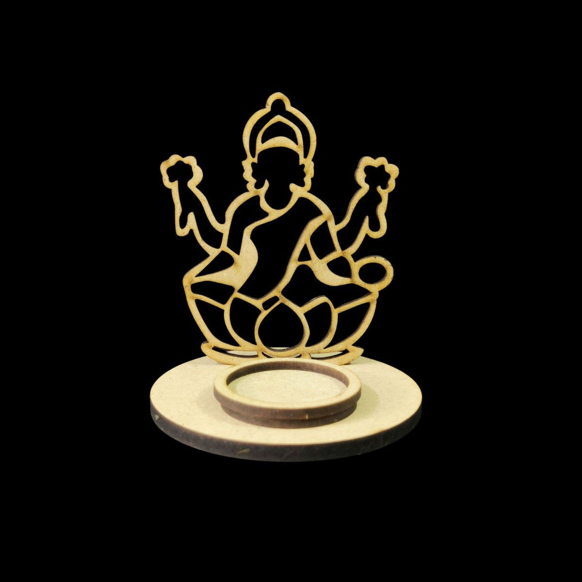 Lakshmi Lotus Silhouette Cutout - MDF Tealight Holder