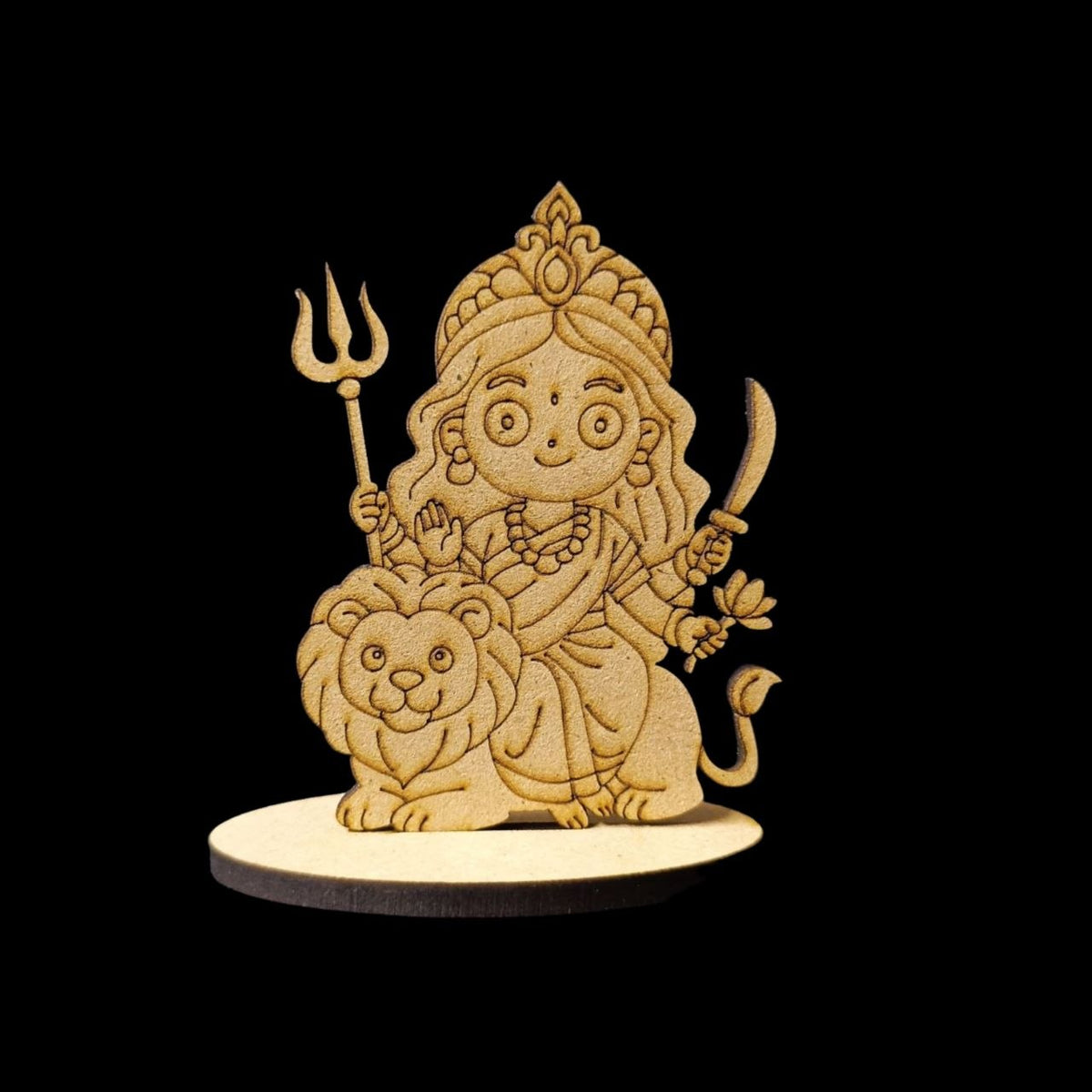 Lakshmi Sitting on Lion (MDF Premarked Stand)