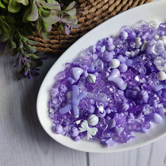 Lavender Bow Hearts Flower Mixed Beads