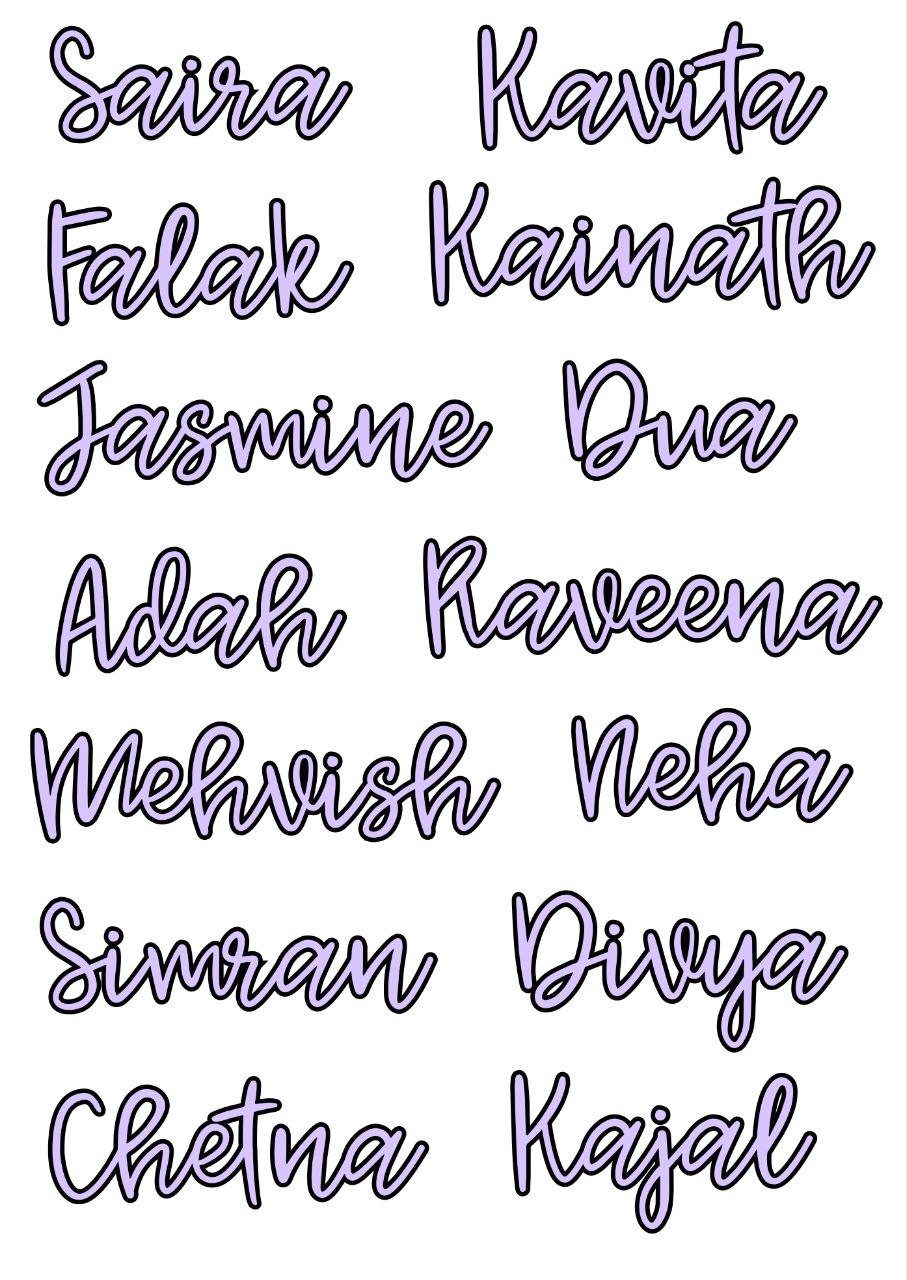 Lavender n Black Simple Cursive - Personalised (A6) 14 Names