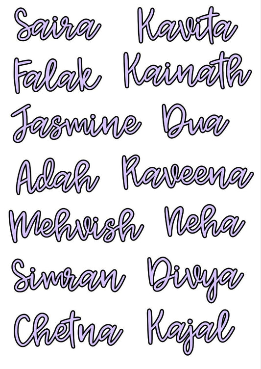 Lavender n Black Simple Cursive - Personalised (A6) 14 Names