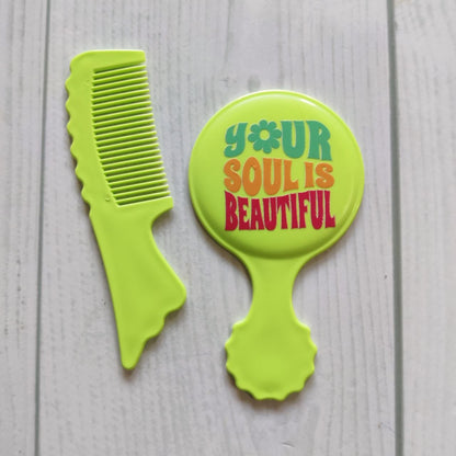 Lavender n Lime Green (Plain Comb & Mirror Set)