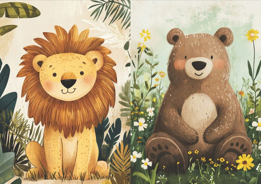 Lion and Bear (Decoupage Paper)2in1