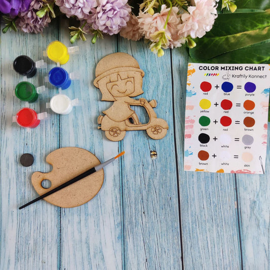 Little Girl riding Bike (Fridge Magnet DIY kit) MDF