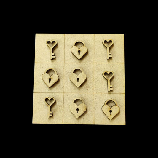 Locks & Keys - Tic Tac Toe MDF Base - Valentine's
