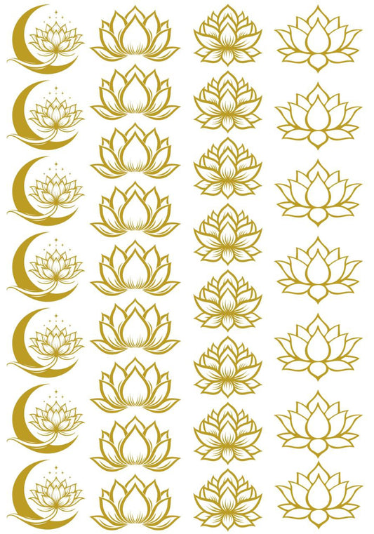 Lotus Flower Elements | Metallic Gold Colour (Instant Transfer Sheet)