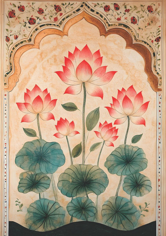 Lotus Flowers - Mughal Wall Art (Full Size - Decoupage Paper)