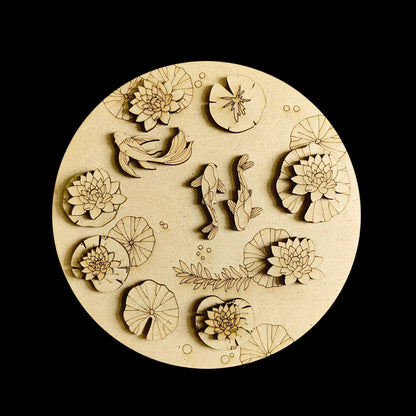 Lotus Pond - Fishes (MDF DIY Premarked Base)