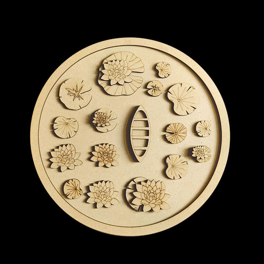 Lotus Pond with ring - Paddle Boat (MDF Wall/Desk Decor)