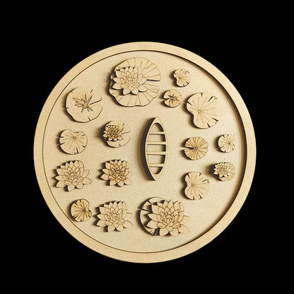 Lotus Pond with ring - Fishes (MDF Wall/Desk Decor)