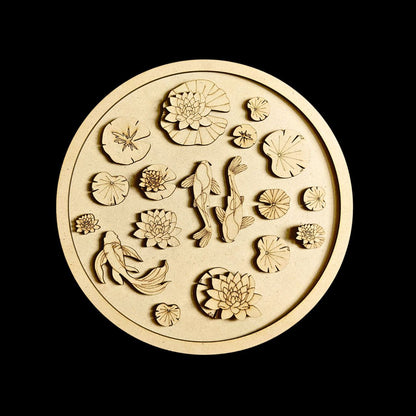 Lotus Pond with ring - Fishes (MDF Wall/Desk Decor)