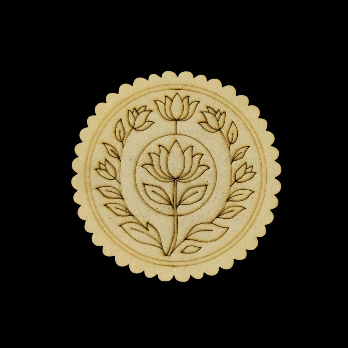 Lotus - Round Scalloped - Premarked Base (MDF)