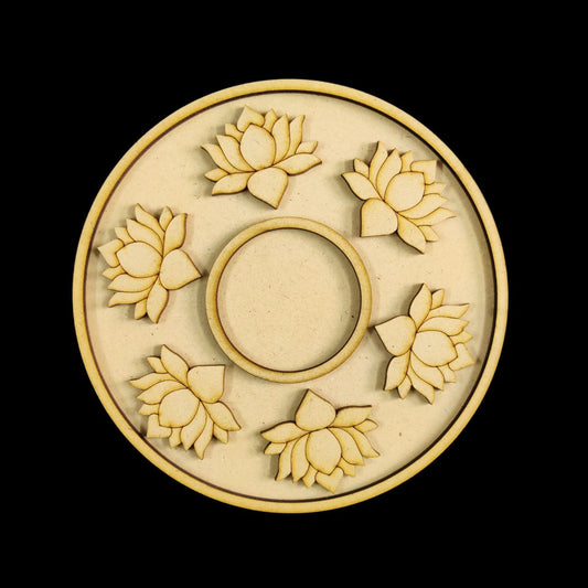 Lotus - Tealight Holder/Platter/Rangoli (MDF) Festive