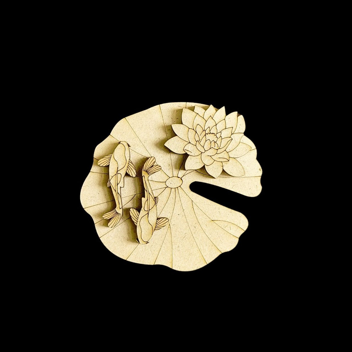 Lotus leaf Lotus Flower & Fishes (DIY wall hanging - Fridge Magnet Base MDF)
