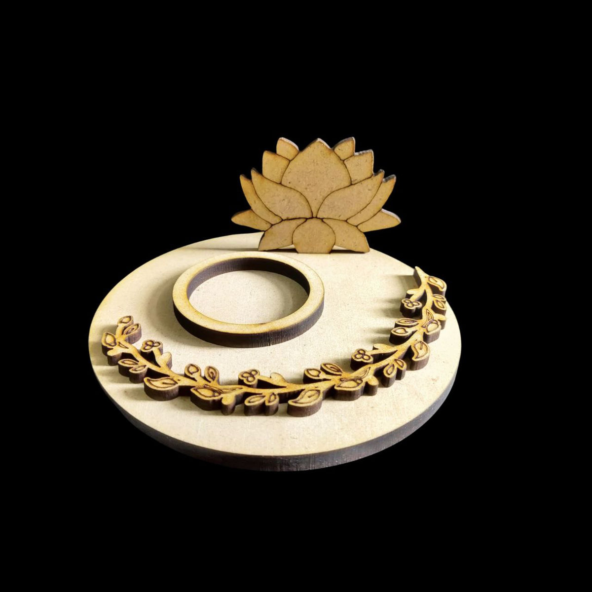 Lotus with embellishment (MDF Tealight Holder) Festive