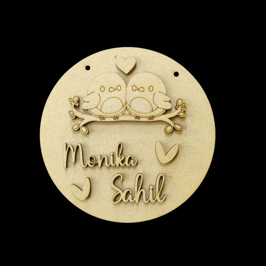 Love Birds - Personalised Couple Name Plate (MDF Valentine's)