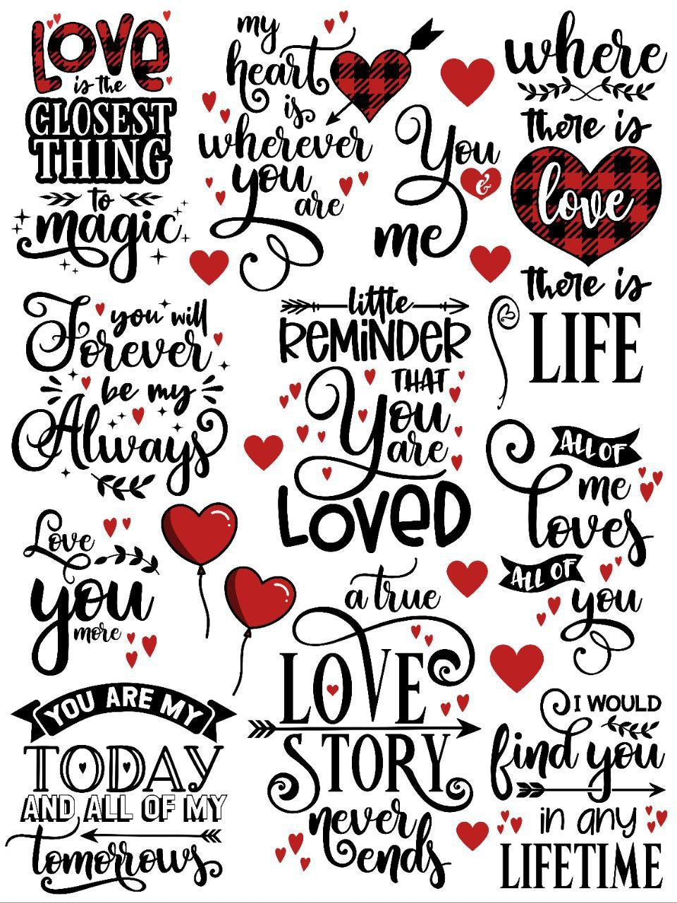 Love Quotes(Instant Transfer Sheet) Valentine's
