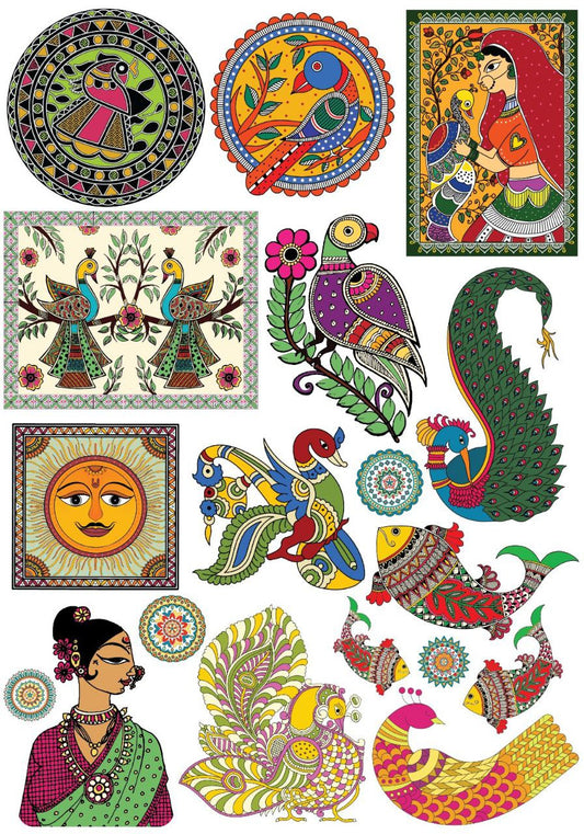 Madhubani Elements - Mix Prints (Instant Transfer Sheet)