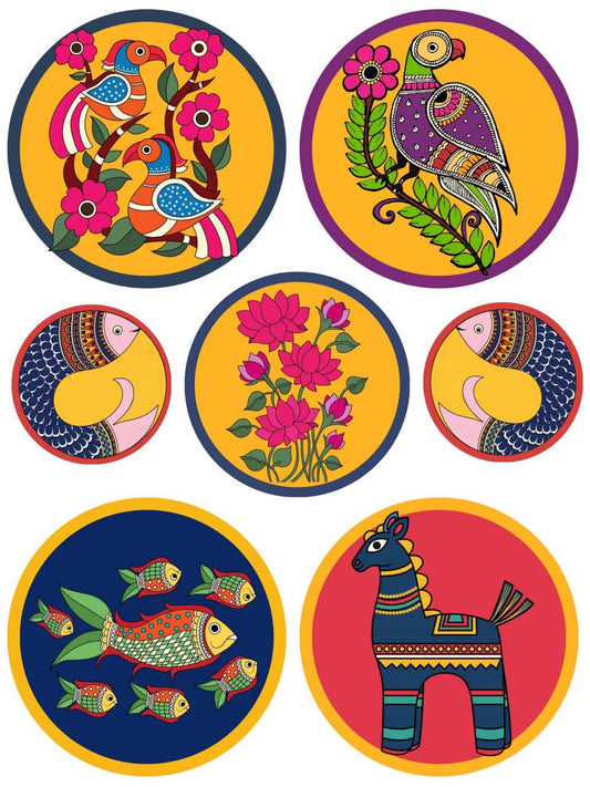 Madhubani Folk art Elements - Instant Transfer Sheet