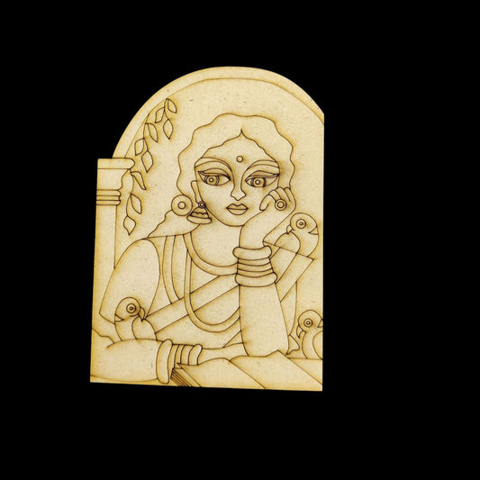 Madhubani Lady - FolkArt (Premarked Embellishments MDF)