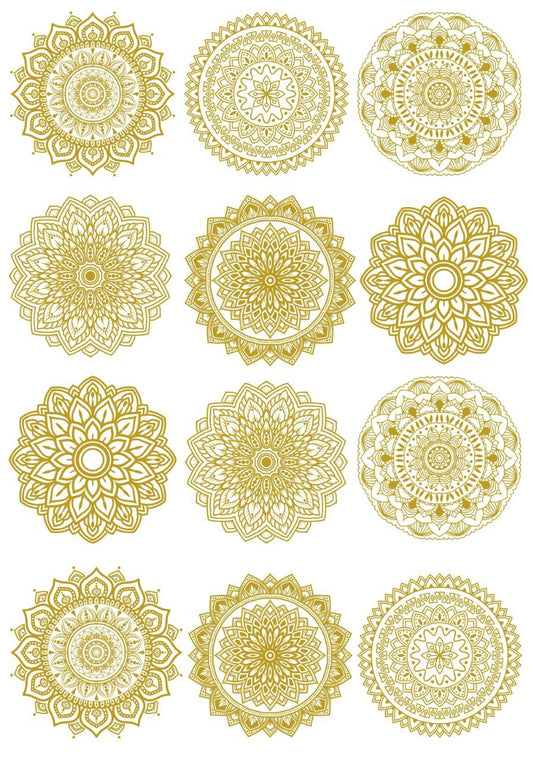 Mandala Patterns | Metallic Gold Colour (Instant Transfer Sheet)