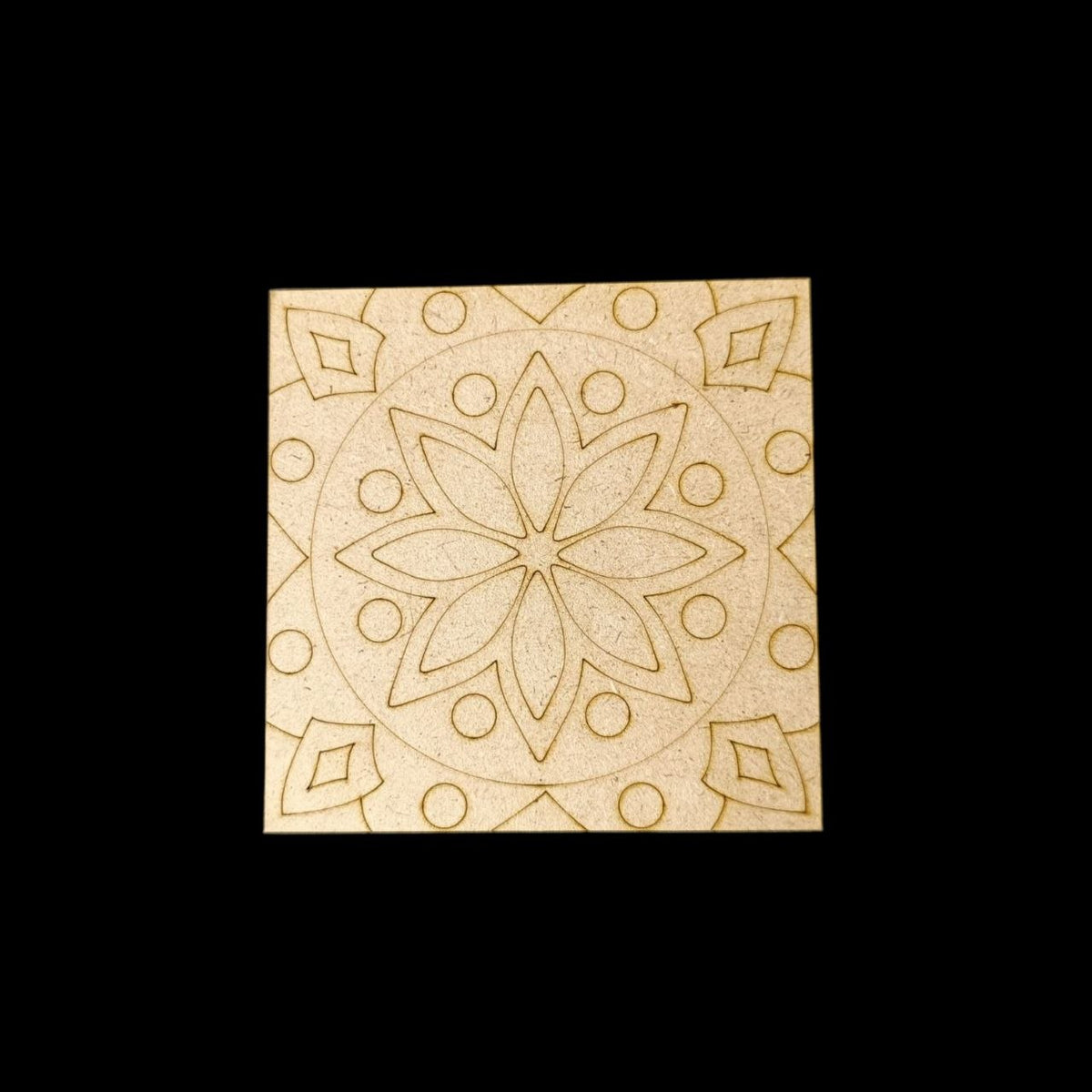 Mandala Square Floral Dotted - Premarked Base (MDF)