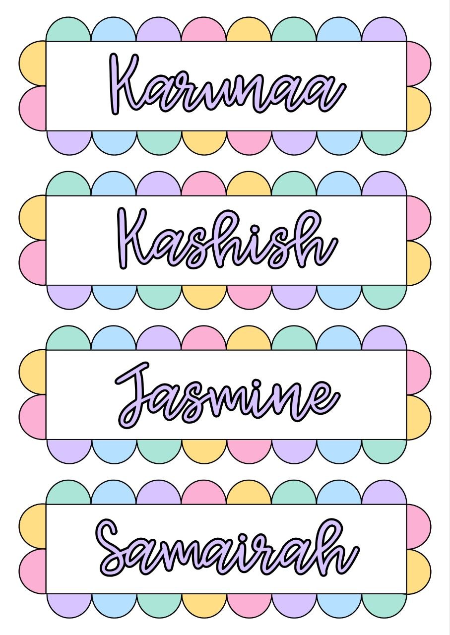 Marshmallows - Personalised DTF Press n Peel Stickers (A6) 4 Names