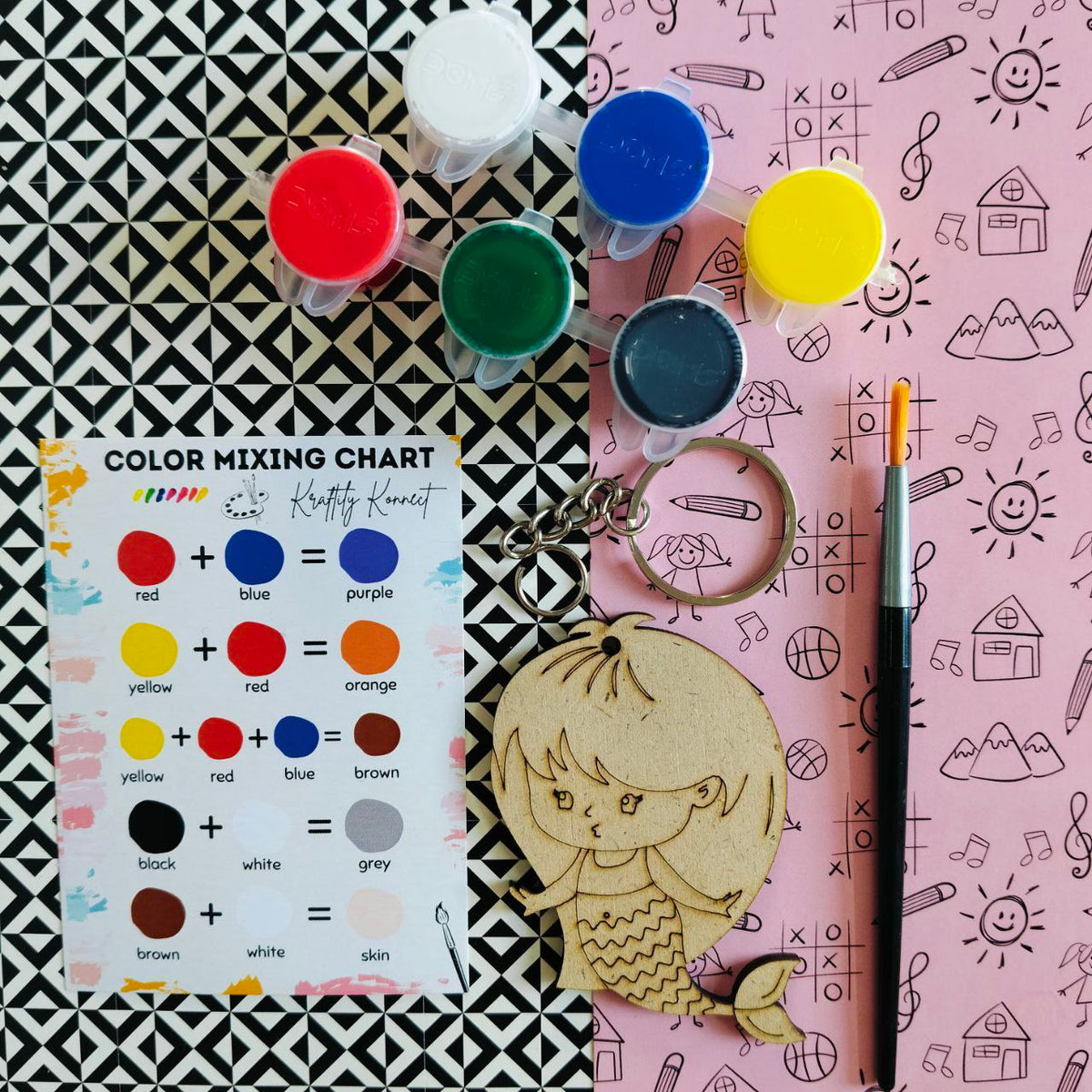 Mermaid girl (DIY Keychain Kit For Kids - MDF)