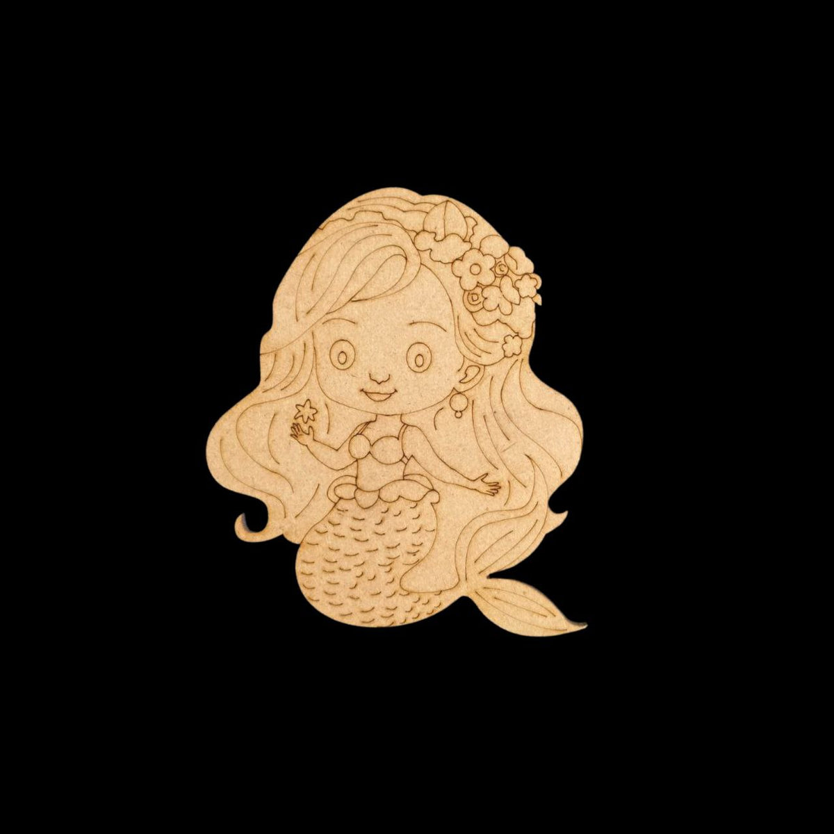 Mermaid Princess(MDF Lasercut Premarked Colouring Base)