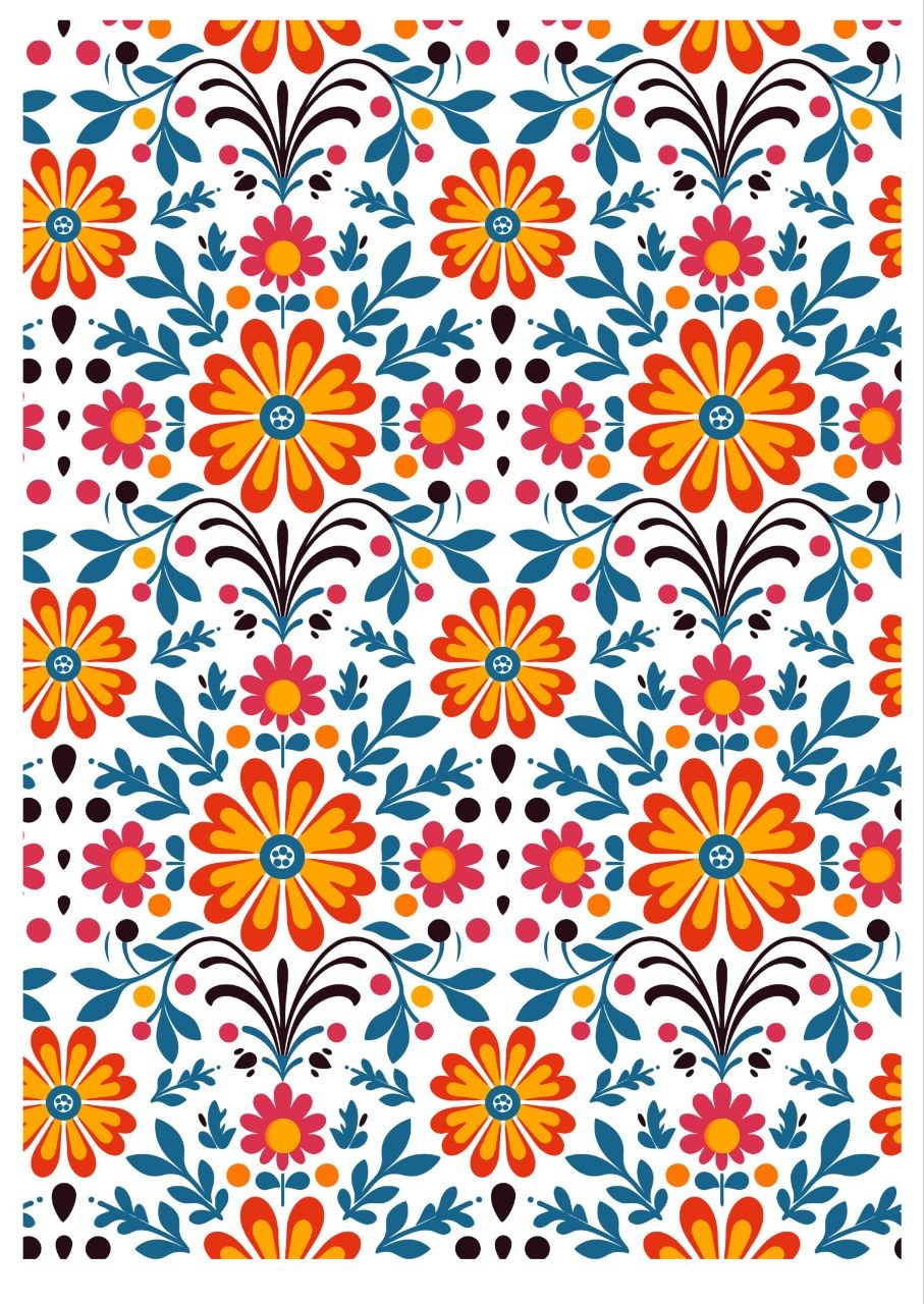 Mexican Floral Folk Art - Press N Peel (UV DTF) Size A6