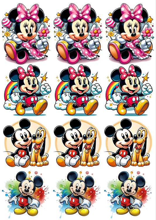 Mickey & Minnie Mouse - Press N Peel Stickers (UV DTF) Size A6