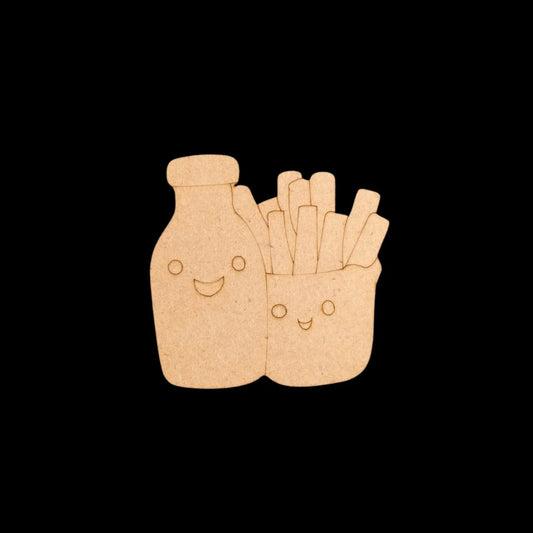 Milk and Fries (MDF Lasercut Premarked Colouring Base)