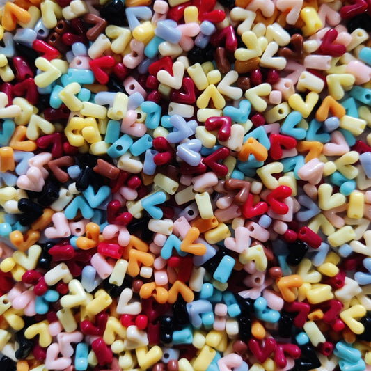 Mini Heart Beads - Colourful Plastic