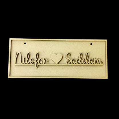 Minimalist Love - Personalised Couple Name Plate Rectangular (MDF Valentine's)