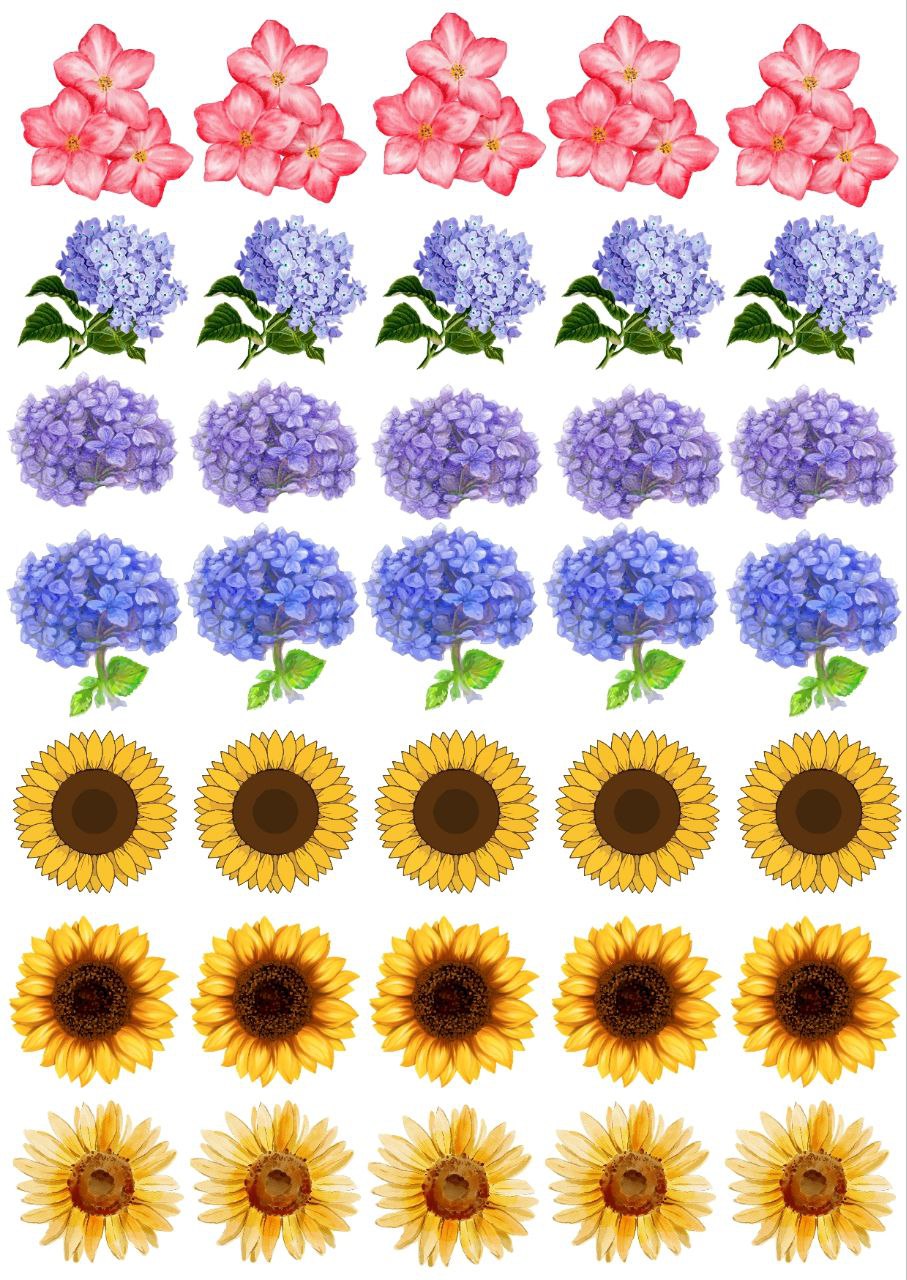 Mix Flowers - Press N Peel Stickers (UV DTF) Size A6