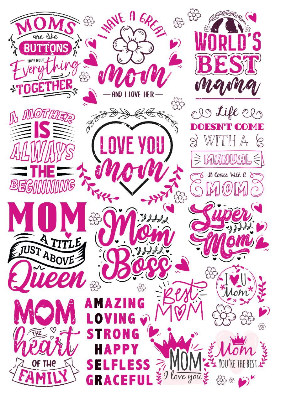 MoM Quotes ( Pink )  ( Instant Transfer Sheets )