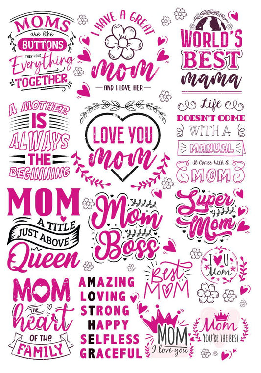 MoM Quotes ( Pink )  ( Instant Transfer Sheets )