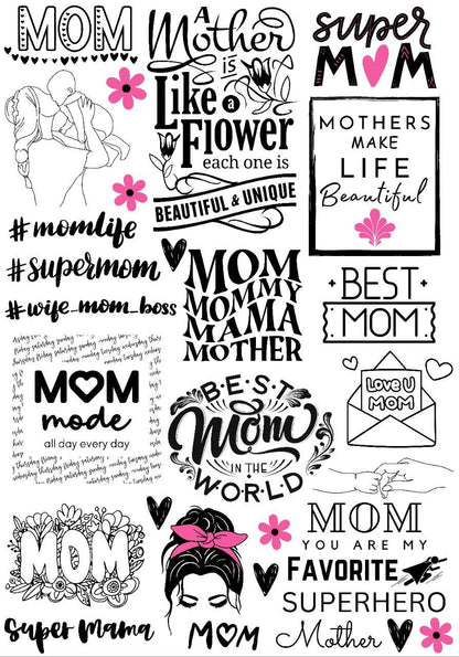 Happy Mother's Day - Colourful ( Instant Transfer Sheets )