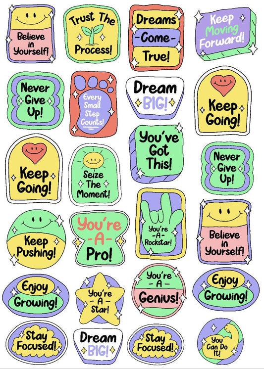 Motivational Quotes Sticker Elements (Instant Transfer Sheet)