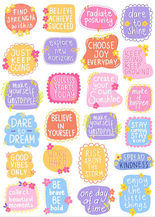 Motivational Quotes Stickers (Instant Transfer Sheet)