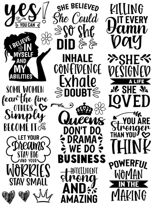 Motivational Quotes - Women (Instant Transfer Sheet)