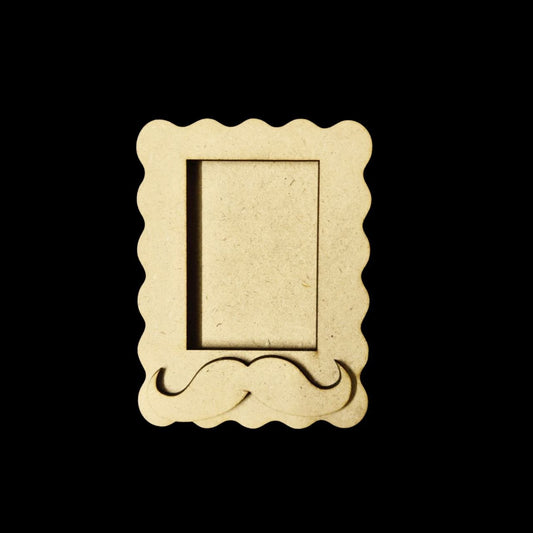Moustache - MDF Scalloped Photo Fridge Magnet Base - Father's Day