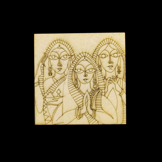 Namaste Women - Kalighat Art (MDF Premarked Base - Folk Art)